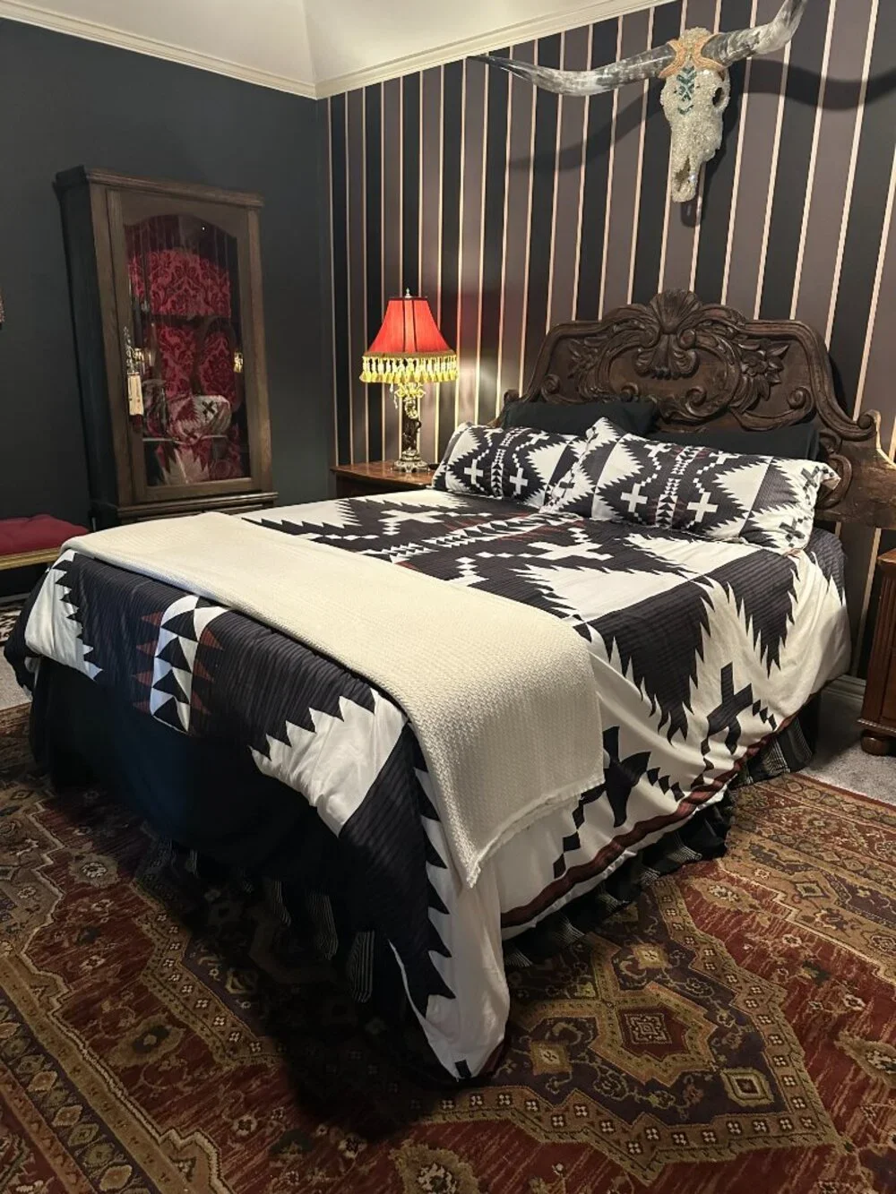 VTG Lauren Ralph Lauren Classic Off-white Cotton Herringbone Blanket Full/Queen